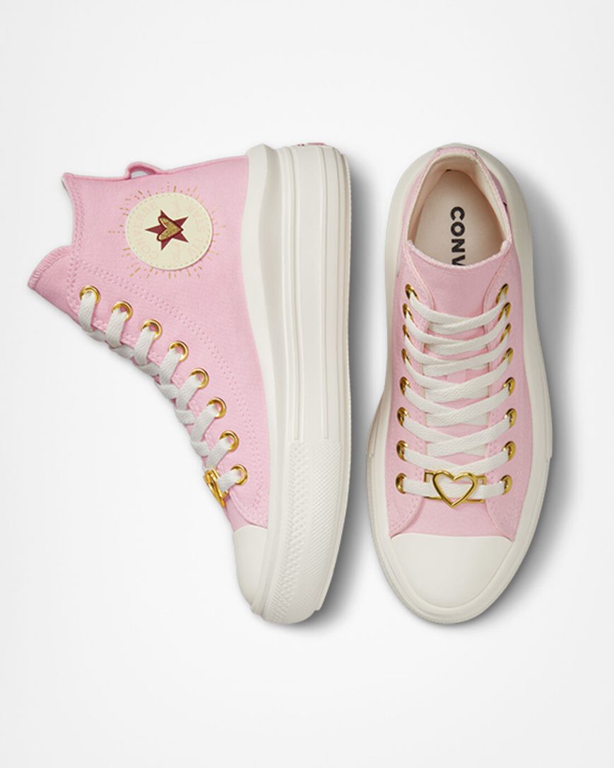 Pantofi Platforma Dama Converse Chuck Taylor All Star Move Hearts Inalti Portocalii Roz | RO RCJA13134